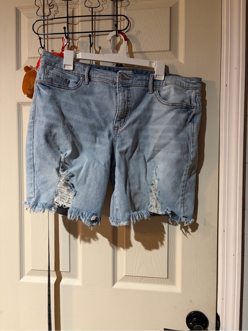 Light Wash Distressed Women's Denim Shorts